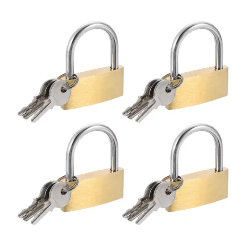 4Pcs Solid Brass Padlock with Key 1-5/8" Wide Body Small Locks Lock