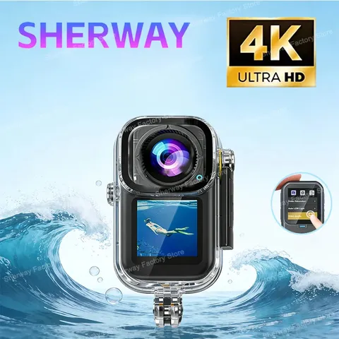 Sherway 4K Action Camera Image Stabilization Pocket Cam Dual-screen with Waterpr