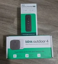 Blink Outdoor 4 Wireless Camera Security System Camera And Black Doorbell  2k+