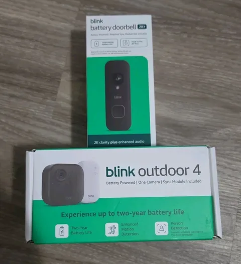 Blink Outdoor 4 Wireless Camera Security System Camera And Black Doorbell  2k+