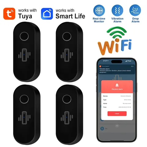 Tuya WiFi Vibration Sensor Glass Break Detector Alarm Real-Time Remote Control
