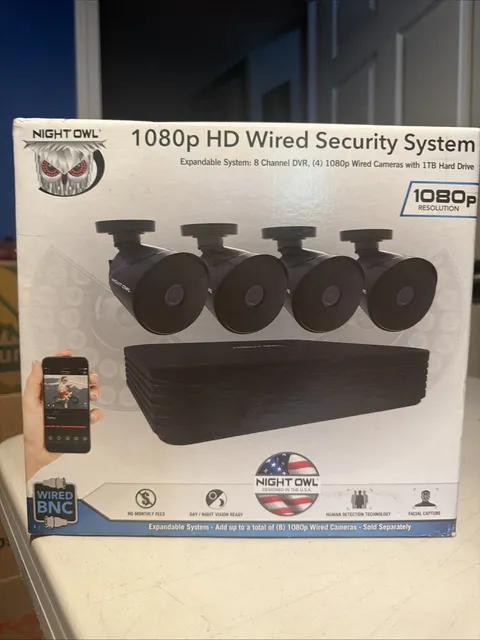 New Night Owl 1080p HD 4 Cameras 1TB 8 Channel Wired Security System Black