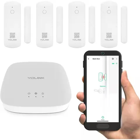 Smart Home Starter Kit: 4 Door/Window Sensors & Hub Kit, Compatible with Alexa,