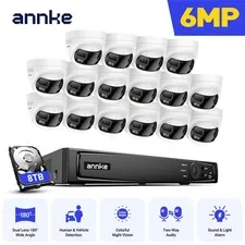 ANNKE 12MP NVR 6MP POE Dual Lens AI Color Security Camera System Two Way Audio