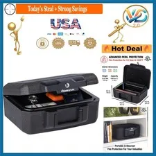 Fireproof Money Safe with Key Lock Black Portable Fire Resistant Box