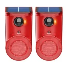 Solar Sound & Light Alarm Motion Sensor, Outdoor Security Siren aterproof Act...