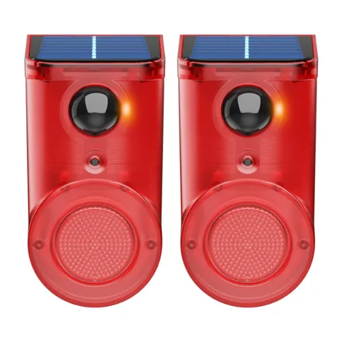 Solar Sound & Light Alarm Motion Sensor, Outdoor Security Siren aterproof Act...