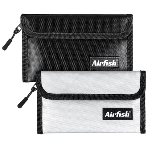 Airfish 2 Pack Fireproof Bag, 8 x 5 ef of 2 pk, Balck and Silver