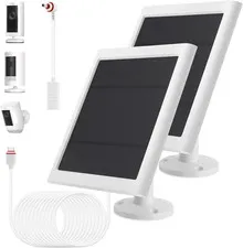 IP65 Solar Panel Outdoor for Ring Cameras (White 2P) Spotlight Cam Plus/Pro Stic