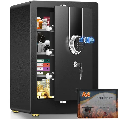5.5 Cuft Biometric Fireproof Safe For Home, Heavy Duty Safe Box Fireproof Wat...