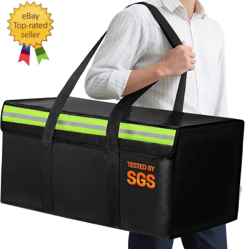 Large Fireproof Document Bag for Home Safe Storage, 24 X 12 X 12In, Black