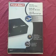 First Alert 3031F Security Box Key Lock Small Steel Black 2 Keys Insulated