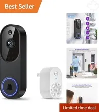1080p Smart Wi-Fi Doorbell Camera with AI Motion Detection & Night Vision