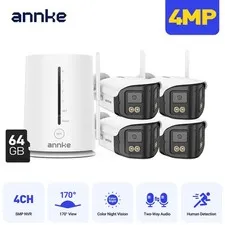 ANNKE 4MP Wireless Security Camera System WIFI Color Night 2-Way Audio 170° View