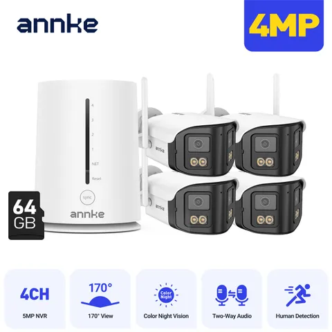 ANNKE 4MP Wireless Security Camera System WIFI Color Night 2-Way Audio 170° View