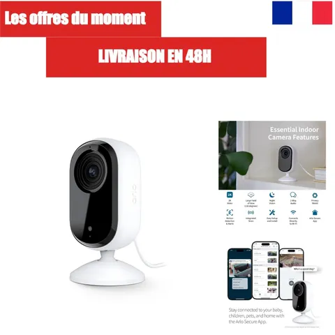 Arlo Essential Indoor Security Camera 2K Wi-Fi White VMC3060