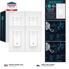 Motion Sensor Light Switch, 4 Pack, White | Indoor Occupancy & Vacancy Sensor...