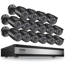 ZOSI 1080P HD Home Security Camera System 16CH 4IN1 DVR Night Vision 24/7 Record