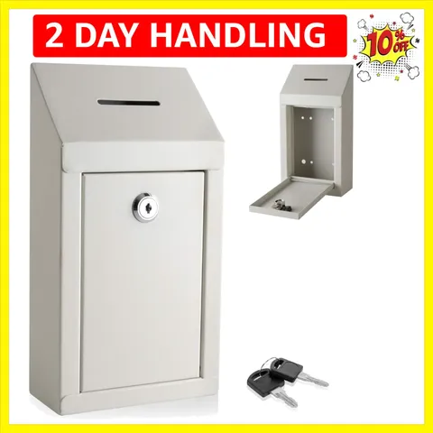 Metal Donation Box-Suggestion Box with Slot and lock-Cash Lock box for Money-...