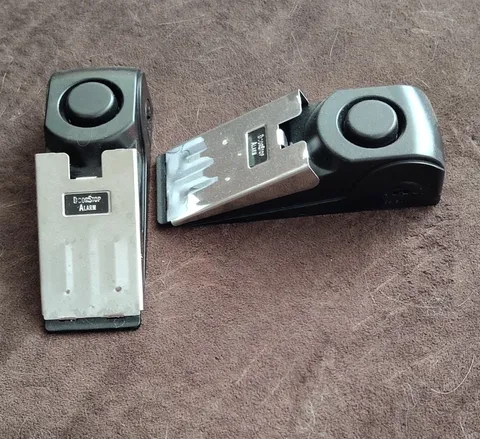 DoorStop Alarm Anti-Theft Door/Window Alarm 2-Pack Large Button Black/Silver