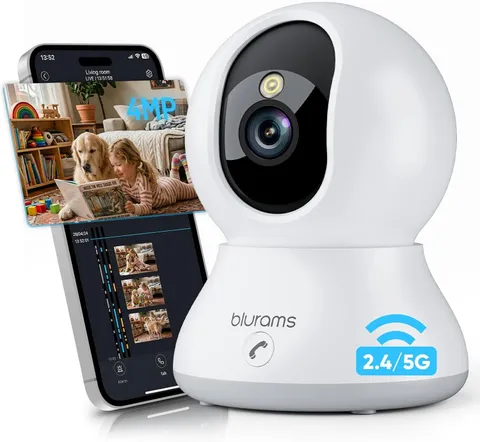 4MP Cameras for Home Security, 360° PTZ Pet Indoor Camera with Phone App, One-To