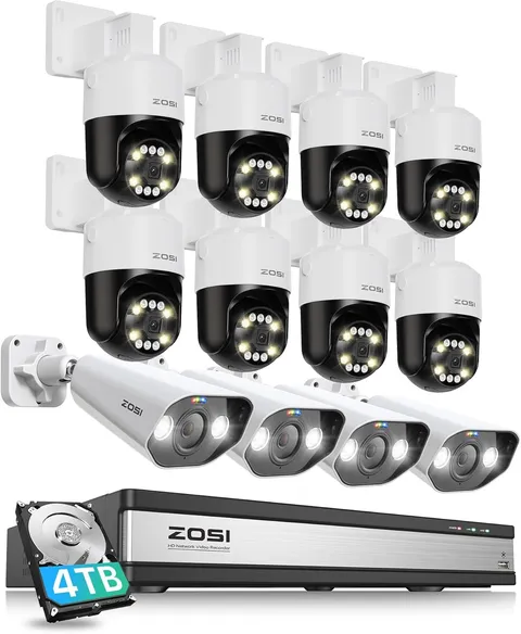 ZOSI 16CH 4K PoE Security Camera System with AI Person Detect 2-Way Audio 4TB