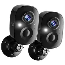 2K Indoor/Outdoor Security Cameras, Wireless Battery Powered, 2-Pack