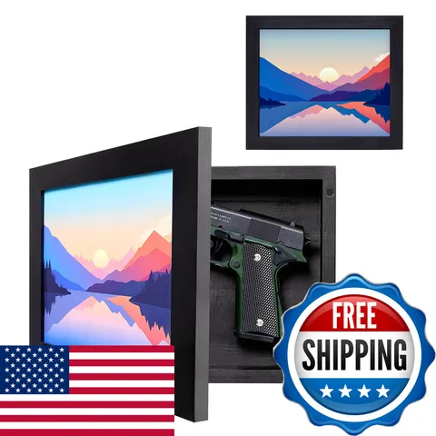 Dononr Hidden Gun Storage Hidden Gun Safe For Pistols Magnetic Wooden Picture