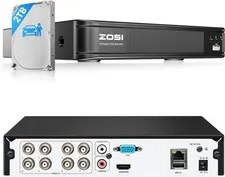 ZOSI 8CH 5MP Lite CCTV DVR Recorder 2TB HDD H.265+ AI Human Vehicle Detection