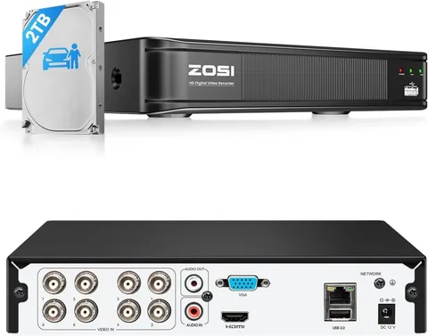 ZOSI 8CH 5MP Lite CCTV DVR Recorder 2TB HDD H.265+ AI Human Vehicle Detection