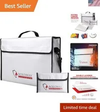 Fireproof Document & Money Bags, Large Fireproof & Water Resistant Bag 15 x 1...