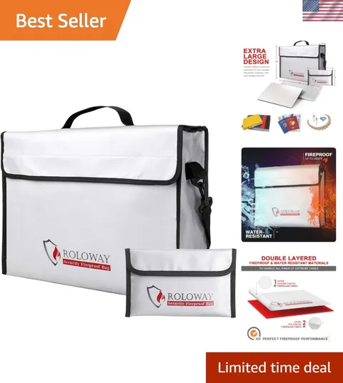 Fireproof Document & Money Bags, Large Fireproof & Water Resistant Bag 15 x 1...