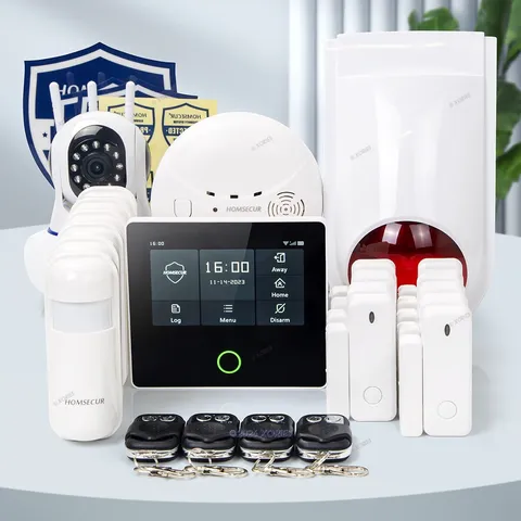HOMSECUR Wireless WIFI 4G 2G Home House 4.3" Alarm System+Wireless Flash Siren