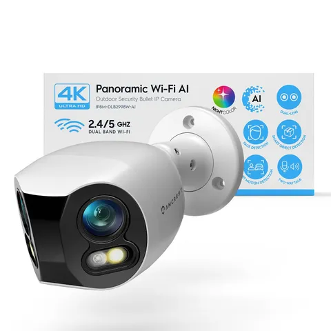 Dual-Lens 4K (8MP) Outdoor Security WiFi Camera, 2 x 4MP Lenses WiFi AI Bulle...
