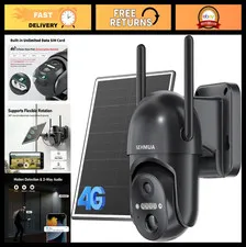 4G LTE Solar Security Camera - Wireless Outdoor, No Wi-Fi, 360° View, 2K Night V