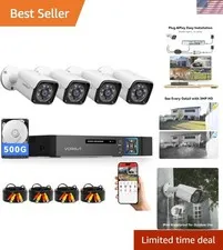 Complete Wired CCTV Kit: 4 x 3MP Cameras, 500GB HDD, Night Vision & Weatherproof