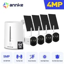 ANNKE 4MP Wireless Solar Power Color Night Security Camera System Two Way Audio