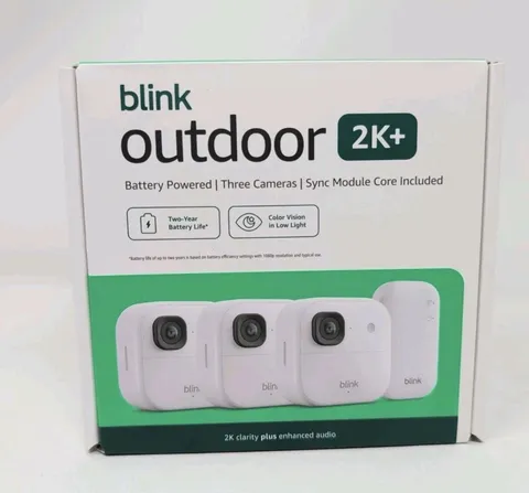 NEW: Blink Outdoor 2K+ Wireless Security Cameras 3 Camera System (White) SEALED