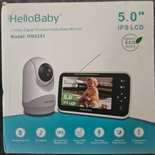HelloBaby 5" Video Baby Monitor with Remote Pan-Tilt-Zoon (HB6251) - White!