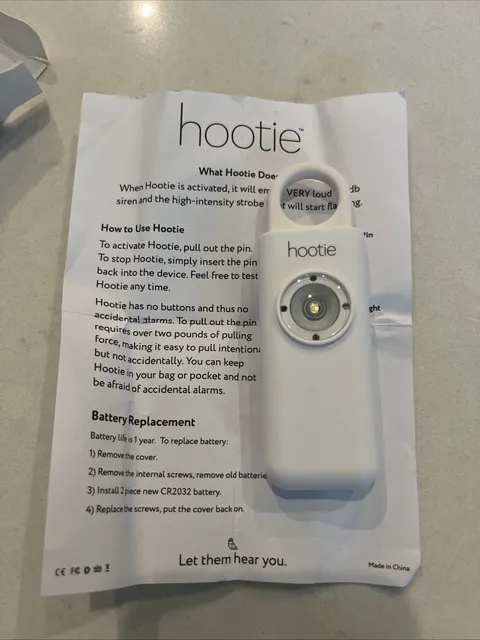 Hootie Alarm System - Personal Safety Alarm - White. R1