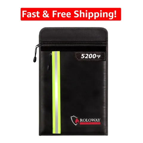 Versatile Fireproof Document Safe - 5200℉ Protection, 2-Pocket Design, Portable