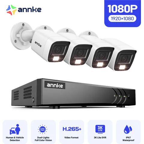 ANNKE 5in1 8CH 5MP Lite DVR 1080P AI Security Camera System Color Night Vision
