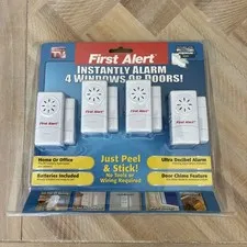 FIRST ALERT 4 Pack Premium Window & Door Security Alarms - New In Box