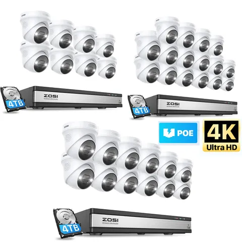ZOSI 4K Outdoor Spotlight PoE Security Camera System 16CH NVR with IP Camera 8MP