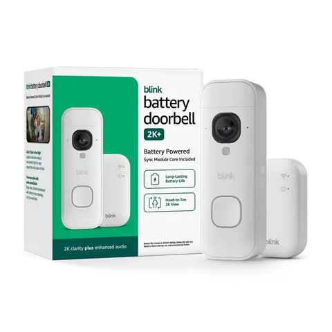 Blink Battery Doorbell 2K+ (White) Sync Module Core included — Wireless video