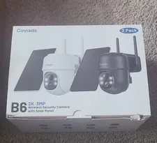 Cinnado B6 2K Wireless Outdoor IP Camera Solar/Battery Pan/Tilt 2-Pack