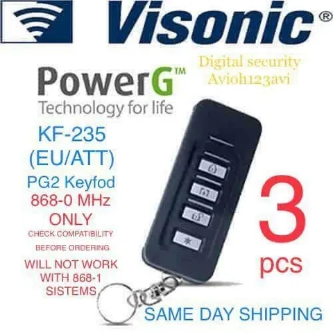 PACK OF 3- Visonic KF 235 PG2 Wireless Remote Keyfob (868-0)