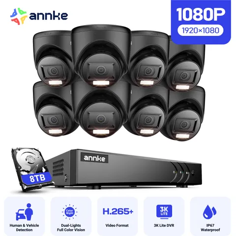 ANNKE 8CH 5MP Lite 5in1 DVR 1080P Outdoor Color Security Camera System AI IP67
