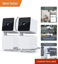 Smart Home Security Cameras with 180° Tilt & Real-Time Alerts—2-Pack Cam Pan V3