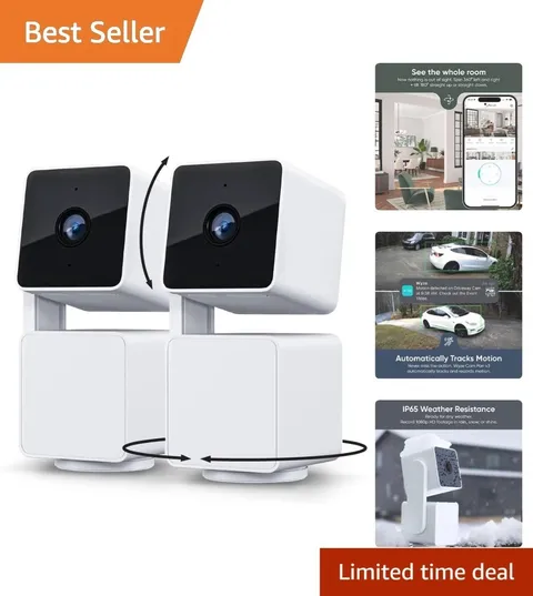 Smart Home Security Cameras with 180° Tilt & Real-Time Alerts—2-Pack Cam Pan V3